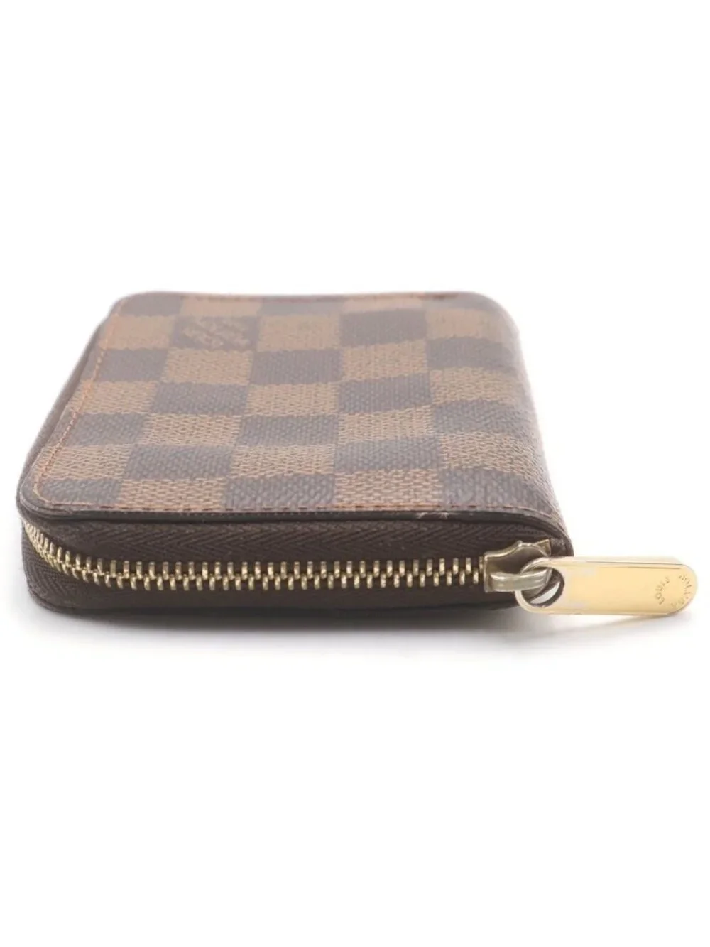 Louis Vuitton Damier Zippy Coin Purse Leather Brown